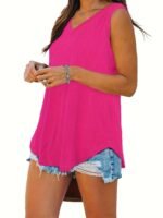 2023 Trendy Women'S V-Neck Sleeveless Tank Top - Breathable Stretchy Solid Color Casual Summer Tops, Machine Washable Versatile Wardrobe, Ladies Tank Tops, Casual Attire, Relaxed Fit, Quality Stitching - Image 6