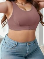 Women'S Plus Elegant Bra, Plus Size Solid Front Closure Full Cover Non Padded Bralette - Image 5