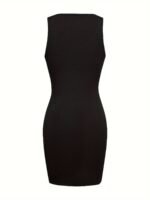 Women'S Sleeveless Round Neck Mini Dress - Solid Color Stretchy, Machine Washable, All-Season Versatile Casual To Formal Wear, Dress Mini, Construction - Image 6