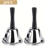 1Pc Golden/Silvery Hand Bell Classic Dinner Bell Durable Hand Bells Loud Call Bell Service Bell Used For Weddings School Classroom Service And Game Parties Christmas - Image 15