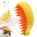 Lemon/Mango/Banana Styles, Multiple Options Available. Self-Cleaning Steam Cat Brush, One-Key Spray & Massage, Universal For Cats And Dogs. Standard Version (Fixed Head + 150Mah), Lemon Pro Version (2 Replaceable Heads + 400Mah Large Battery). - Image 11