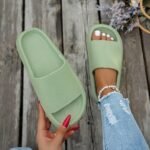 1 Pair Women'S Thick Sole Non-Slip Slide Sandals, Casual Slippers For Beach And Indoor/Outdoor Use, Comfortable All-Season Eva Shoes, Hand Washable Solid Color, Indoor Slippers - Image 11