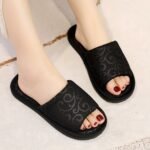 Women'S Classic Open Toe Slippers, Vintage Style Soft Sole House Slides, Comfortable Cozy Indoor Footwear - Image 2