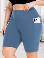Big Size High Waist Crescent Pocket 5 Points Pants - Drainage Style - Image 5