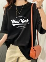 Trendy American Retro Short-Sleeve T-Shirt For Women, Summer 2024 New Design, Niche Korean-Style Half-Sleeve Top.