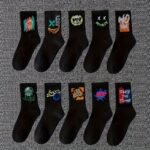 5 Pairs/10 Pairs Multi-Size Men'S Socks Black And White Long Tube High-Cut Versatile Student Style Autumn/Winter Sports Socks - Image 3