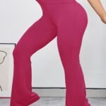 Plus Size Women'S Fashion High-Waist Flare Leggings - Stretchy & Comfortable, Heather Gray, Perfect For Running & Casual Outdoor Activities, Machine Washable