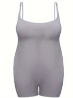 Plus Size Simple Shapewear Bodysuit, Women'S Plus Solid Tummy Control Butt Lifter Thigh Slimmer Full Body Shaper - Image 2