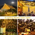 Solar String Lights - 8-Mode Outdoor Solar-Powered Christmas Tree Lights With Built-In Battery, Remote Control & Light Sensor, Durable Plastic, Courtyard, House Party, Wedding, Halloween & Christmas Decorations, Solar Christmas Lights - Image 12