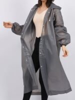 Windproof High Quality Eva Thickened Full-Body Adult Rain Jacket - Hooded Sporty Raincoat With Button Front, Semi-Translucent Design & Elastic Cuffs For Outdoor Cycling, Hiking, Running - Lightweight & Portable, Outdoor Rain Protection | Fullbody Raincoat | Windproof Eva - Image 5