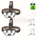 1Pc Led Headlamp, Rechargeable, Bright And Powerful With 5 Leds, Portable Headlight For Outdoor Camping Emergency Lighting, Fishing Work Light - Image 2