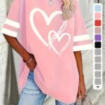 Women'S Plus Size Casual Short Sleeve T-Shirt With Elegant Heart Design - Soft, Comfortable Pullover For Spring/Summer/Fall, Plus Size Blouses