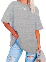 Plus Size Solid Simple T-Shirt, Casual Crew Neck Short Sleeve T-Shirt, Women'S Plus Size?Clothing - Image 7