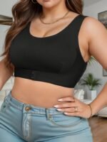 Women'S Plus Elegant Bra, Plus Size Solid Front Closure Full Cover Non Padded Bralette - Image 4