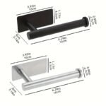Stainless Steel Toilet Paper Holder, Self-Adhesive Wall Bracket, Modern Bathroom Tissue Holder, Shower Towel Rack Accessory - Image 11