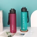 1Pc750Ml/21Oz Water Bottles With Straw, Large Capacity Motivational Time Marker Water Bottle Reusable Plastic Leakproof Durable Water Jug For Gym Work Travel And Outdoor Sports - Image 2