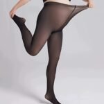 Women'S Plus Size Elegant Warm Faux Translucent Tights - High Waist, Soft Stretch Polyester/Spandex Blend, Ideal For Autumn And Winter - Image 2