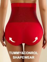 High-Waisted Tummy Control Shapewear Shorts For Women, Geometric-Patterned Polyamide 90% Spandex 10% Knit Fabric, No Padding, High Support, Pull-On Design, Butt Lifting, Belly Slimming Body Shaper Panties - Image 4