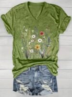 2024 Cross-Border European And American Women'S V-Neck Loose Casual Short Sleeve Top Layering T-Shirt - Image 3