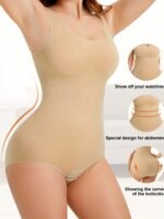 Plus Size Simple Shapewear, Women'S Plus Seamless Solid Tummy Control Full Body Shaping Slimming Leotard Jumpsuit - Image 9