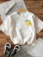 Women'S Black Short Sleeve Crew Neck T-Shirt - Bold "Limon Cello" Graphic Print With Lemon Slice Design, Casual Top For Summer & Spring, Machine Washable, Music Performance Attire, Playful Graphic Tee - Image 4