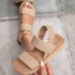 Boho Chic Women'S Espadrille Sandals - Beige Fabric With Elastic Strap, Open Toe, Low Platform Heel, Perfect For Beach & Casual Wear, Summer Sandals - Image 5