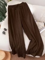 Plus Size, Comfortable Women'S New Spring Summer Business Casual Beachwear For Women, Valentine'S Day Style Fashion Commuter Elegant Purple For Lotus Pink Wide-Leg Pants, Lavender Loose-Fit Vacation Outfit Cruise Wear Summer Trousers - Image 8