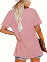 2024 Cross-Border European And American Women'S Clothing Round Neck Short Sleeve Casual Loose Top Basic Short Sleeve T-Shirt - Image 4