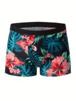 4Pcs Men'S Boxer Briefs - Breathable, Comfort Fit With Vibrant Tropical Floral & Leaf Print, Elastic Waistband, Lightweight & Stylish For Casual Attire, Comfortable Undergarment | Vibrant Print Boxers | Smooth Texture Fabric - Image 4