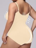 Women'S Plus Simple Shapewear Bodysuit, Plus Size Solid Seamless Tummy Control Slimming Adjustable Body Shaper - Image 5
