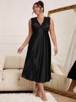 Elegant Women'S Lace-Trimmed Backless Nightgown - Soft Polyester & Elastane Blend, Machine Washable - Image 7