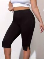 Plus Size Side Split Skinny Shorts, Casual Every Day Stretchy Short Leggings, Women'S Plus Size?Clothing - Image 7