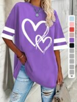 Women'S Plus Size Casual Short Sleeve T-Shirt With Elegant Heart Design - Soft, Comfortable Pullover For Spring/Summer/Fall, Plus Size Blouses - Image 5