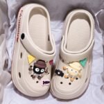 Mid-Year, Summer New Arrivals, Japanese And Korean Fashion Women'S Cute Detachable Coal Ball Eva Hole Shoes, Adorable Coal Ball Charms, Comfortable Casual Versatile, 5Cm Thickened Sole, Rotatable Back Strap For Dual Wear, Easy To Put On/Off, Anti-Slip Durable Sole, Safe Walking Non-Skid, Suitable For Indoor, Outdoor, And Parties - Image 5