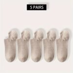 5 Pairs Unisex No-Show Socks - Breathable Sweat-Resistant Anti-Odor Invisible Invisible Socks For Men & Women, Solid Colors (Black, Pink, Grey, Beige, White) - Machine Washable Boat Socks For Casual & Formal Wear - Image 23