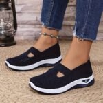 Women'S Breathable Knit Sneakers - Slip-On Low Top Sneakers With Plain Toe, Lightweight Pvc Sole, And Comfortable Fabric Upper For All-Day Wear (Green, Blue, Black, Purple, Pink), Casual Footwear | Minimalist Design | Breathable Fabric - Image 10