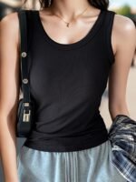 Women'S Cooling Ribbed Tank Top - Soft Stretch Polyester & Elastane Blend, Sleeveless Sports Vest For Comfortable Summer Wear, Summer Vest | Versatile Fashion | Seamless Finish, Summer Tank Tops - Image 4