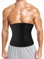 1Pc Men'S Breathable Mesh 3 Row Buckle 4 Steel Bone Shaping Waist Tummy Control Belt Seal Suitable For Daily Dressing - Image 2