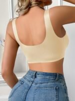 Simple Solid Contrast Mesh Full Coverage Bra, Comfy & Breathable Bra, Women'S Lingerie & Underwear - Image 8