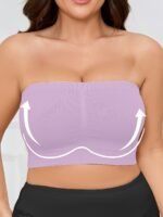 Plus Size Seamless Camisole, Comfortable No-Pad Bralette With Soft Breathable Fabric And Strapless Design - Image 5