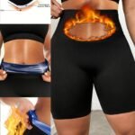 Women'S High-Waisted Yoga Shorts With Waist Trimmer Technology - Sweat-Wicking 95% Polyester 5% Spandex, Tummy Control Workout Shorts For Running, Gym & Exercise - Black