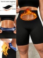 Women'S High-Waisted Yoga Shorts With Waist Trimmer Technology - Sweat-Wicking 95% Polyester 5% Spandex, Tummy Control Workout Shorts For Running, Gym & Exercise - Black