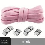 Casual Style Elastic Shoe Laces With Metal Buckles, 8Mm Spandex, Hand Washable, Hollow Detail, Woven Lightweight Solid Color Shoe Strings - 1 Pair - Image 10