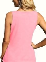 Plus Size Basic Tank Top, Women'S Plus Solid Square Neck High Stretch Summer Tank Top - Image 10