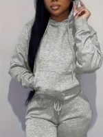 Women'S Solid Color Polyester Hoodie With Kangaroo Pocket, Fall Season Regular Length Pullovers, 100% Polyester Knit Fabric, 190G/M? - Cozy Casual Wear - Image 5