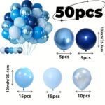 50-Pack Metallic Blue Balloons - Elegant Metallic Sheen, Deep Sky Blue & Light Blue Party Decorations For Birthday, Wedding, Anniversary, Graduation, Bridal Shower, Bachelor Party - Durable Latex Balloons For Indoor/Outdoor Events - Perfect For Party Decorations, Birthday Balloons, Event Decorations, Celebration Accessories, Versatile Decor Items, Highquality Decor, Wedding Decor, Stylish Decor, Longlasting Decor, Decorative Balloons, Wedding - Image 2