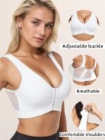 Plus Size Solid Color Sports Bra, Wire-Free And Seamless Adjustable Bra, One-Piece Thin Sports Yoga Bra, Plus Size - Image 8