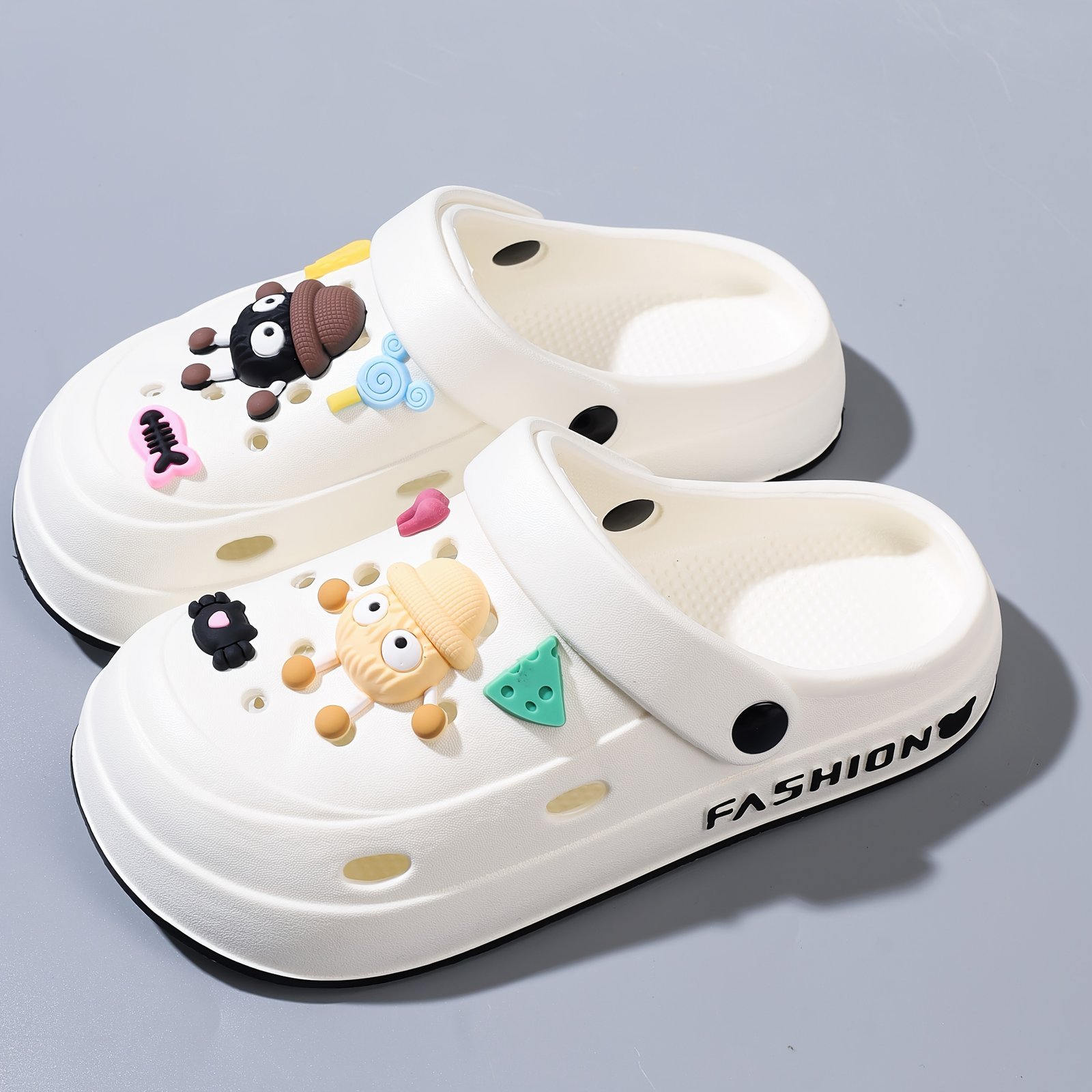 product-fancy-5c54a259-0d2f-4295-9864-c49454416bcb.jpg Mid-Year, Summer New Arrivals, Japanese And Korean Fashion Women'S Cute Detachable Coal Ball Eva Hole Shoes, Adorable Coal Ball Charms, Comfortable Casual Versatile, 5Cm Thickened Sole, Rotatable Back Strap For Dual Wear, Easy To Put On/Off, Anti-Slip Durable Sole, Safe Walking Non-Skid, Suitable For Indoor, Outdoor, And Parties - Image 1