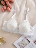 Women'S Sexy Lace Bra With Bow Detail - Black Underwire Medium Support, Non-Padded Full Coverage Lingerie For Casual Attire, Lingerie Wear|Sleek Lace Design|Underwire Bra - Image 3
