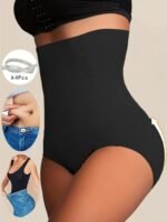 Looks 4.54 Kg Thin1Pcs Of Women'S High-Waisted Shapewear - Apricot And Black, Abdominal Control And Buttock Lift, Smooth Stretch Fabric, Solid Stripe Details, Daily Body Contouring And Buttock Lift | Summer Skinny | Thin Leggings - Image 7
